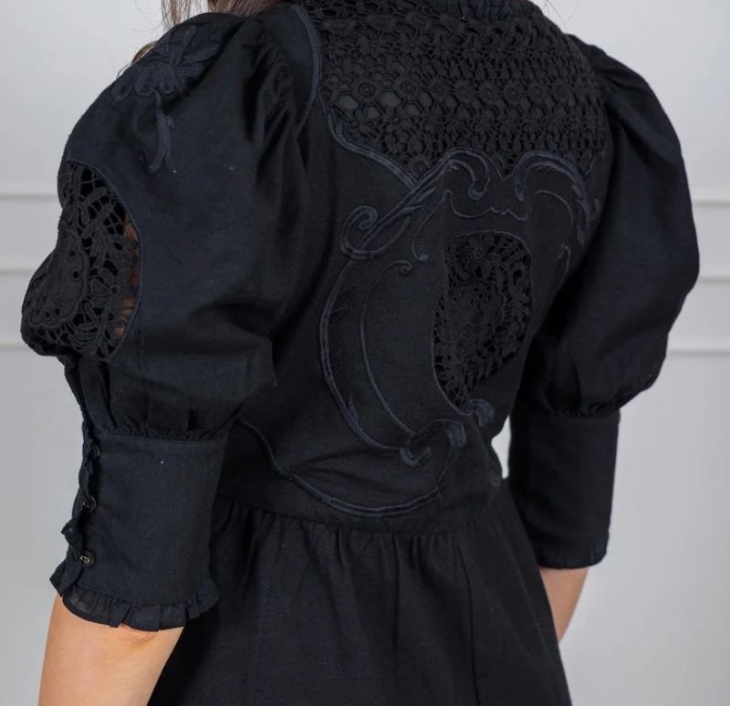 BYTIMO - Linen Button Down Dress - Black