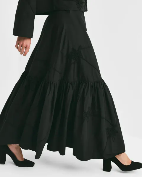 Hovedbilde BYTIMO - EMBROIDERY POPLIN SKIRT - BLACK