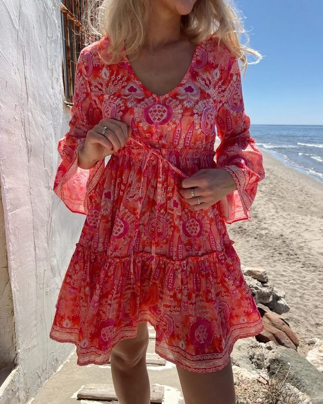 Rah Oslo - Anna Short Dress - Orange Ikat 