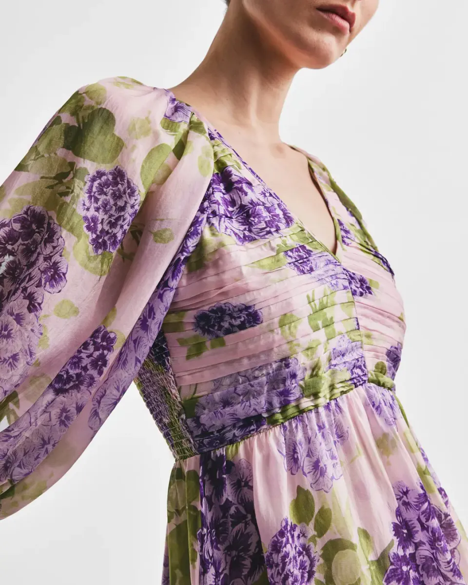 ByTiMo - Cupro Mini Dress Purple Flowerfield