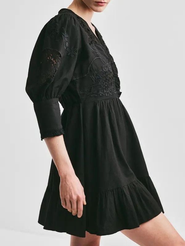 BYTIMO - Linen Mini Dress Black 