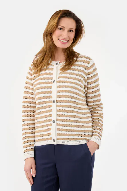 Hovedbilde SIGNATURE - Strikket cardigan - Beige/Hvit