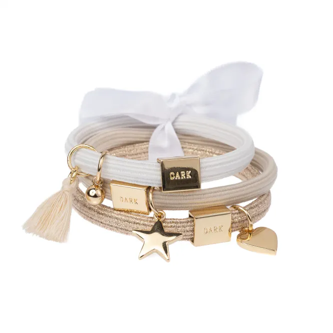 Hovedbilde HAIR TIES 3 PK CHARM COMBO SANDS W/GOLD
