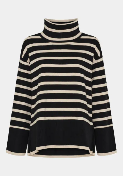 Hovedbilde ISAY - FRIGGA ROLLNECK PULLOVER - SVART/KREM 