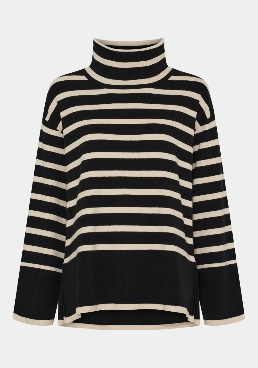 ISAY - FRIGGA ROLLNECK PULLOVER - SVART/KREM 