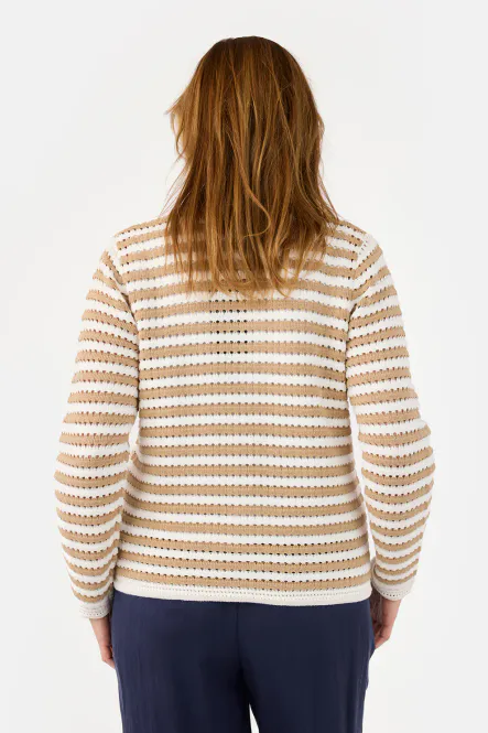 Hovedbilde SIGNATURE - Strikket cardigan - Beige/Hvit