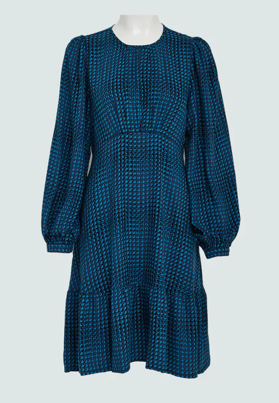 Palmer Round Neck Short Dress - Moonlit Ocean Print