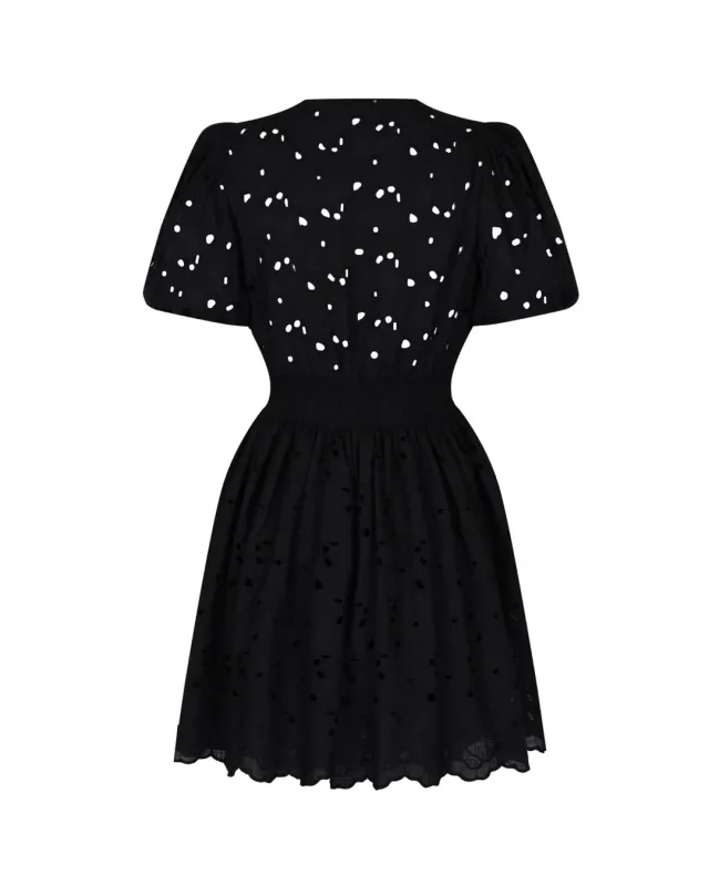 BYTIMO - Broderie Anglaise Puffed Dress - Black