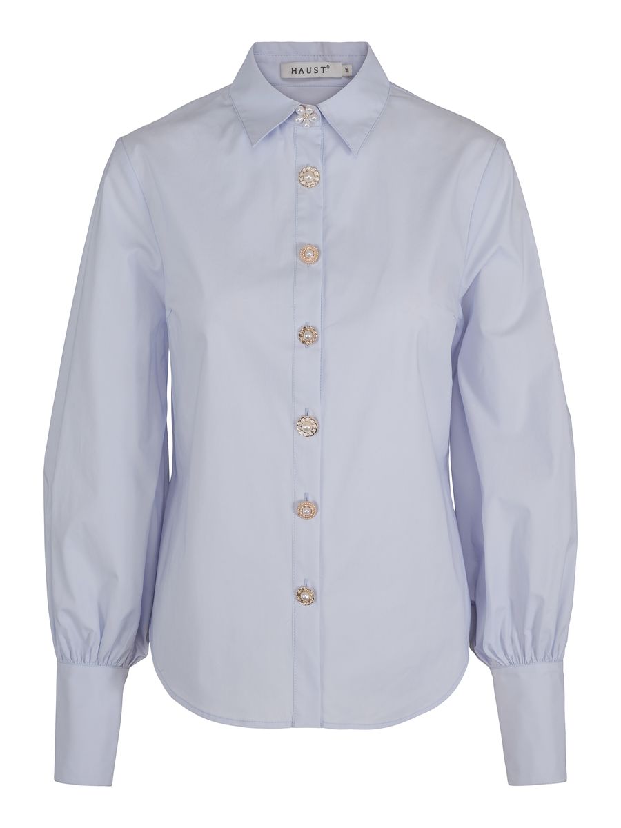 HAUST - Button Stretch Blouse Lyseblå