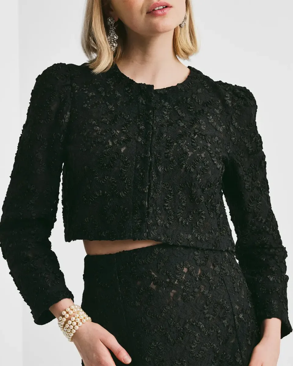 BYTIMO - EMBROIDERY LACE JACKET - BLACK 